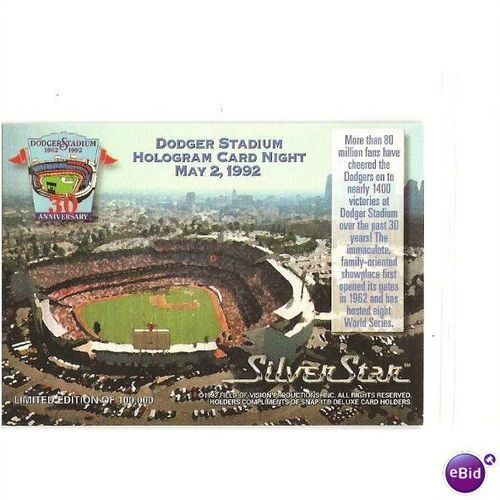 DODGERS STADIUM ' HOLOGRAM 30th ANNIVERSARY' EXCLUSIVE card ( 1992 )