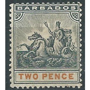 Barbados 1899 SG108 2d Slate-Black & Orange Mounted Mint....
