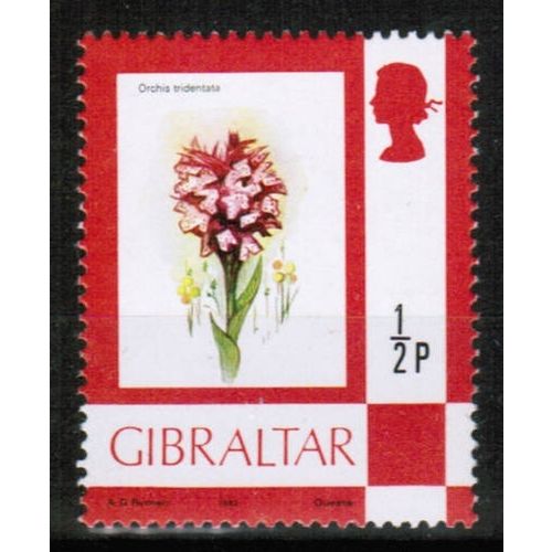 1982 Gibraltar - Flower 1/2p Mint NH - Sc# 340a , SG# 374a Scarce printing