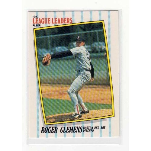 1987 Fleer League Leaders Roger Clemens baseball card #10 – Oddball