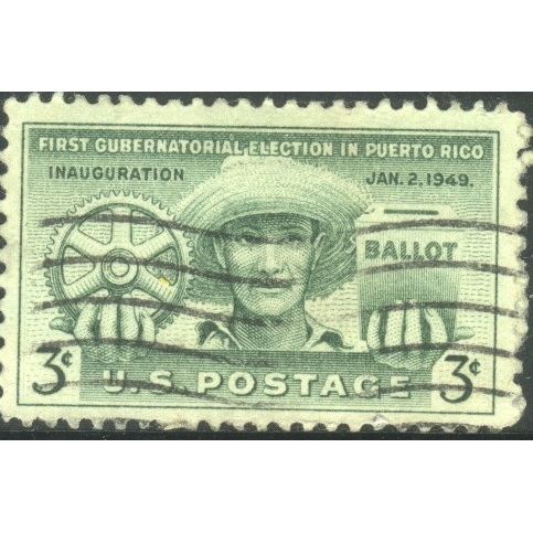 USA 1949 - SG980 - 3c green - Perto Rican, Cogwheel & Ballot Box - used