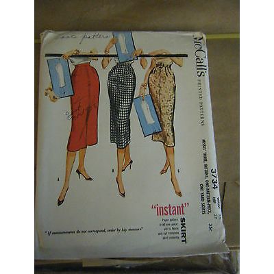 Vintage 1950's McCall's 3734 Misses Skirts Pattern - Waist 28 Hip 37