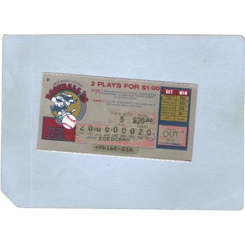 New Jersey Generic Sport Baseball New Jersey Instant Lottery Ticket Baseba~381