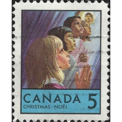 CANADA, CHRISTMAS, Children praying, blue 1969, 5c