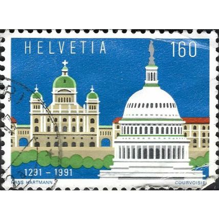 SWITZERLAND, Federal Parliament Building, Bern, Washington, blue 1991, 160c