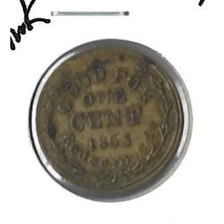 1863 Frank L Gay US Civil War Token XF