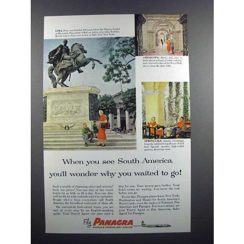 1959 Panagra Airways Ad - Lima, Arequipa Peru
