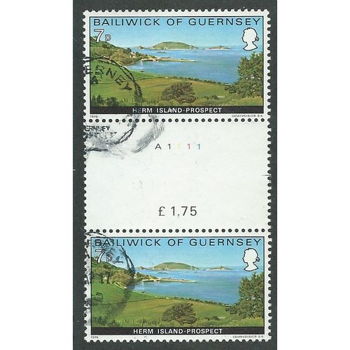 GUE 1976 (GUTTER PAIR) 7P 'BAILIWICK VIEWS' ( PLATE A1)FINE USED (EBID49-993)