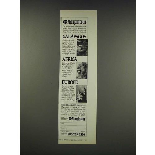 1990 Maupintour Travel Ad - Galapogos Africa Europe