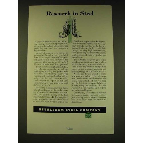 1936 Bethlehem Steel Company Ad - Research in Steel