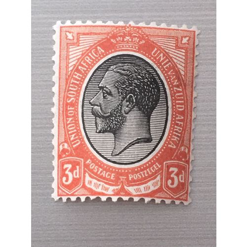 South Africa KGV 1913 3d Black Orange Red Mounted Mint MM SG 8 Sc 7 stamp