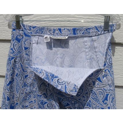 Womens Briggs NY Capris Paisley 31 Waist Blue White Summer
