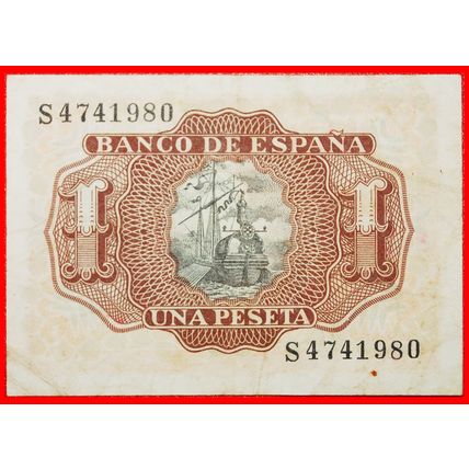 ALVARO DE BAZAN (1526-1588): SPAIN★1 PESETA 1953 SHIP CRISP★LOW START★NO RESERVE