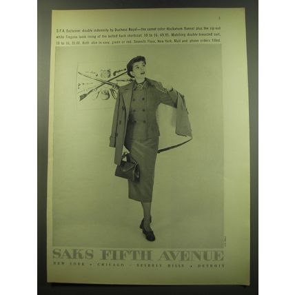 1949 Saks Fifth Avenue Duchess Royal Coat and Suit Ad - photo by Luis Lemus