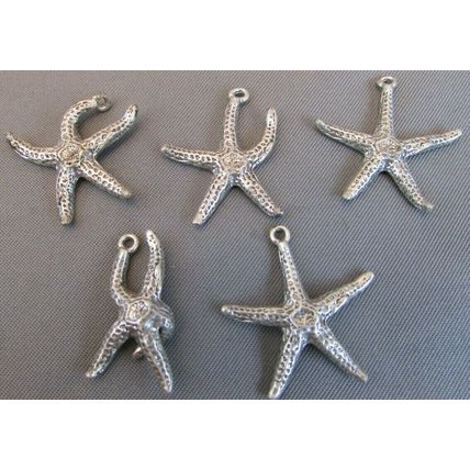 VINTAGE STERLING SILVER 5 STARFISH LOT 3D PENDANT CHARMS SEA OCEAN COAST