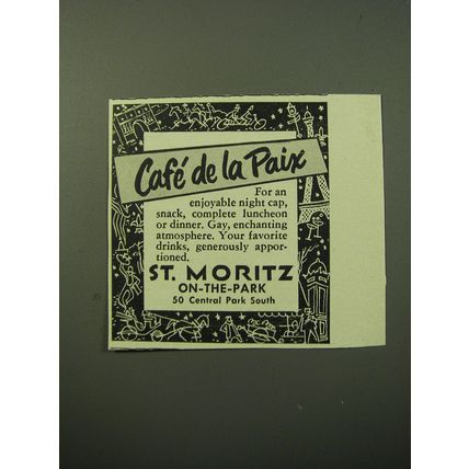 1950 St. Moritz Hotel Ad - Caf de la Paix