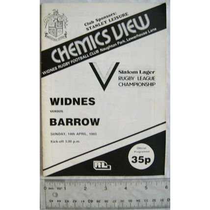 1985 programme Widnes v. Barrow