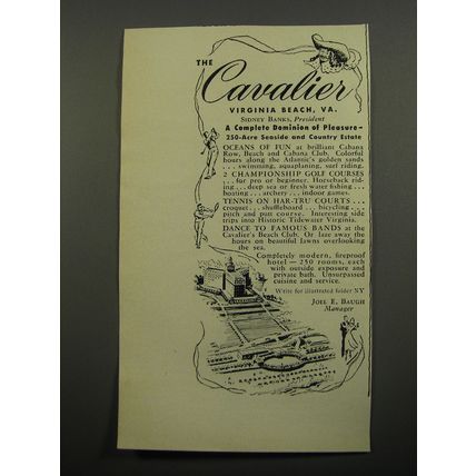 1951 The Cavalier Hotel Advertisement