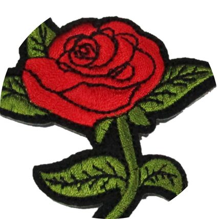 Rose Iron On Patch Flower Badge Decoration Motif Badges Applique Plant Leaf P342