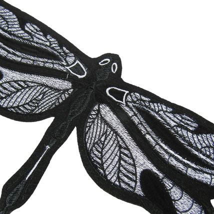 Large Dragonfly Iron On Patch Embroidered Black And White 32.5cm X 16cm P104