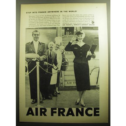 1958 Air France Airline Ad - Step into France anywhere in the world