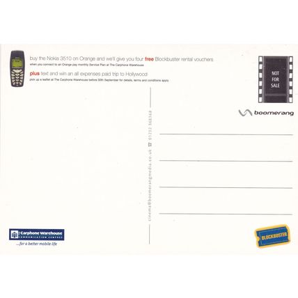 Nokia Hollywood Holiday Competition Advertising Postcard unused VGC