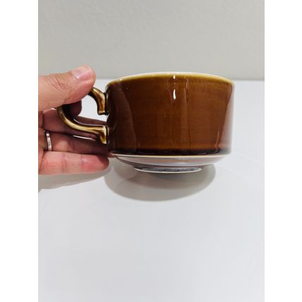 Hall Mug Pottery Soup Bowl Brown Handle Drinkware Vintage