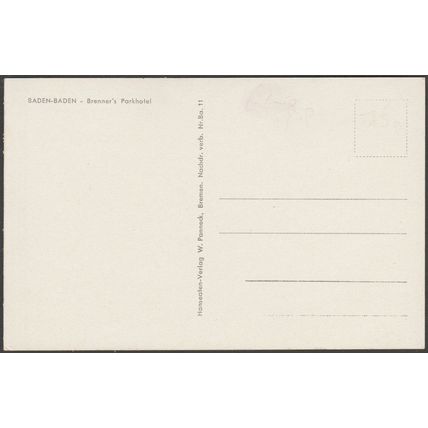 Brenner's Parkhotel, Baden-Baden, c.1950 - Panneck AK