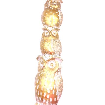 Triple Owls Figurine Ornament 32 CM Antique Gold Colour Christmas Gift
