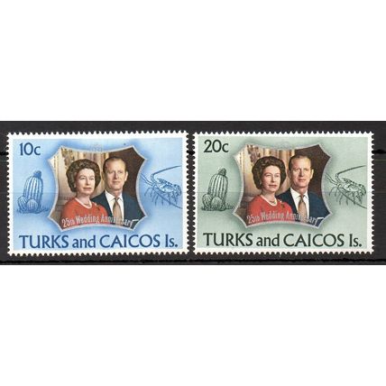 Turks & Caicos 1972 Royal Silver Wedding MNH set S.G. 372-373
