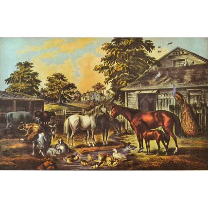 AMERICAN FARM YARD - MORNING 1952 Nathaniel Currier - Frances Palmer PRINT