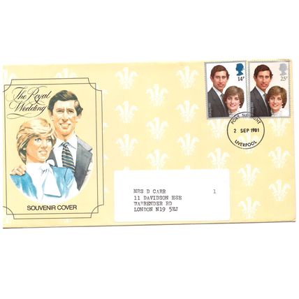 GREAT BRITAIN 1981 ROYAL WEDDING SOUVENIR COVER PORT SUNLIGHT LIVERPOOL PMK