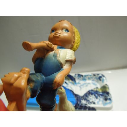 Vintage Plastic Toy "Goose Boy" Farm Boy & Goose on log A RIEVO Product USA