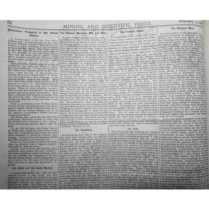 Mining and Scientific Press Feb 5, 1876. Fairbanks; Swindling Mining companies