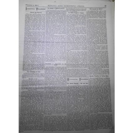 Mining and Scientific Press Feb 5, 1876. Fairbanks; Swindling Mining companies