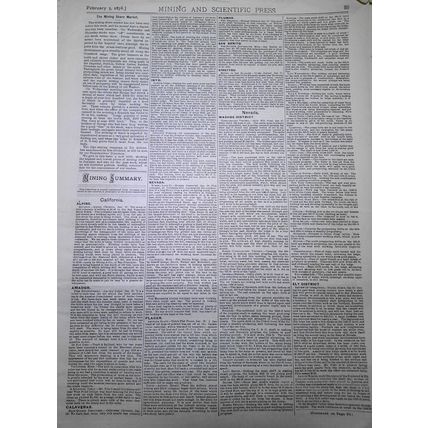 Mining and Scientific Press Feb 5, 1876. Fairbanks; Swindling Mining companies