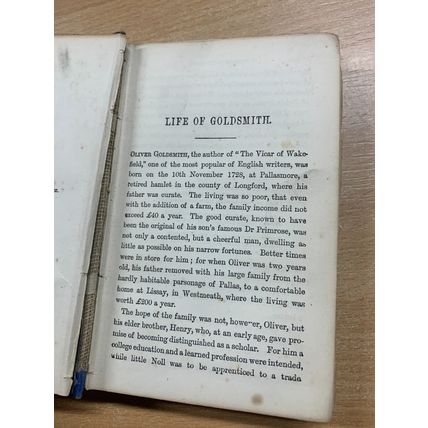 RARE* 1877 OLIVER GOLDSMITH THE VICAR OF WAKEFIELD FICTION HARDBACK BOOK (P2)