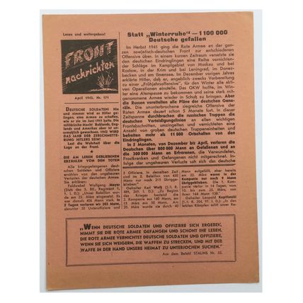 WW2 Russian/Soviet Air Drop Leaflet Illustrated by Boris Efimov. - Code 1294.