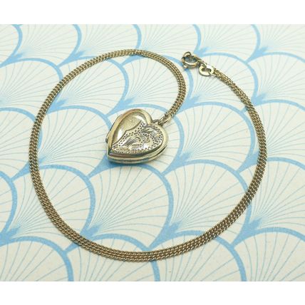 Vintage American Double 10ct Yellow Rolled Gold Heart Locket Pendant Necklace