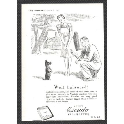 COPE'S ESCUDO CIGARETTES tobacco :- Original Vintage 1947 Advert ~ POST FREE