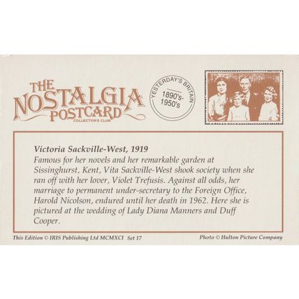 Postcard Vita Sackville West 1919 Novelist Lady Diana Manners Wedding Nostalgia