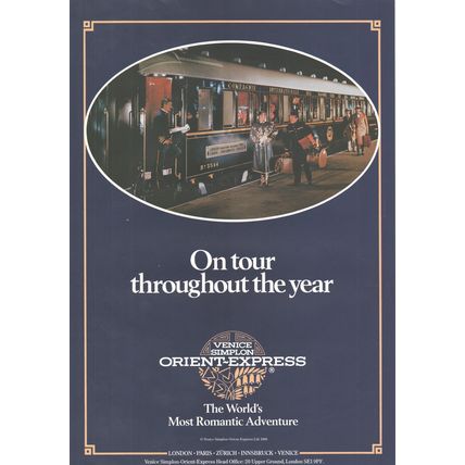 VENICE SIMPLON ORIENT EXPRESS train holiday :- Original Vintage 1986 Advert