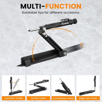 Saker Multi-Function Scribing Tool- Construction Pencil- Aluminum Alloy Scribe T