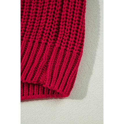 Racing Red Off-the-shoulder Knit Sweater