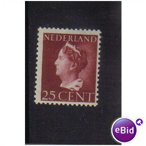 NETHERLANDS 1940 WILHELMINA 25C RED M/U SG513