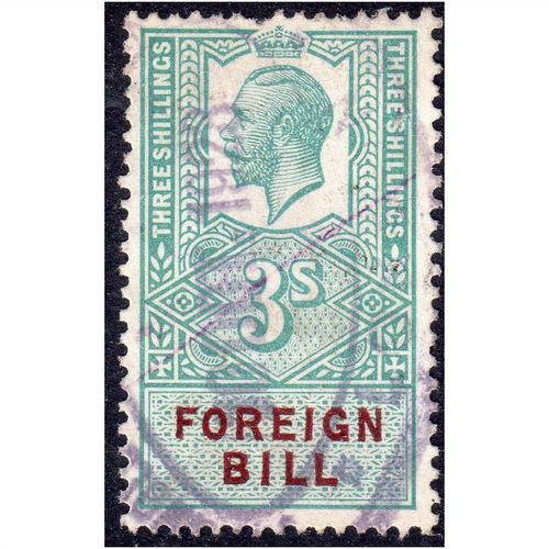 King Edward V11 3s FOREIGN BILL STAMP used (C1879)