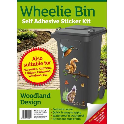 Wheelie Bin, Kitchens, Fridges, Caravans Waterproof Stickers - Woodland Animals