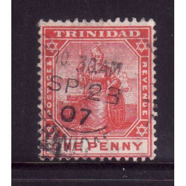 TRINIDAD 1907 SG135 1d ROSE RED FINE USED #3