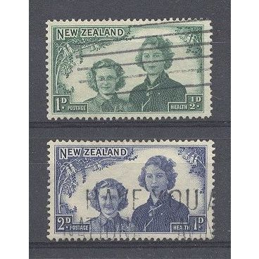 NewZealand.1944 Health Stamps(Queen Elizabeth II&Princess Margaret)set 2.FU.N15l