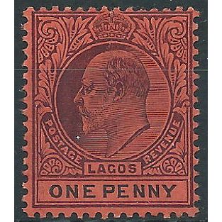 Lagos 1904 SG55 1d Purple & Black/Red Mounted Mint....